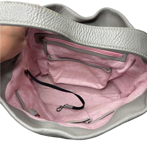 Dooney & Bourke | Pebble Grain Leather Logo Lock Sac in Gray - Picture 7 of 11